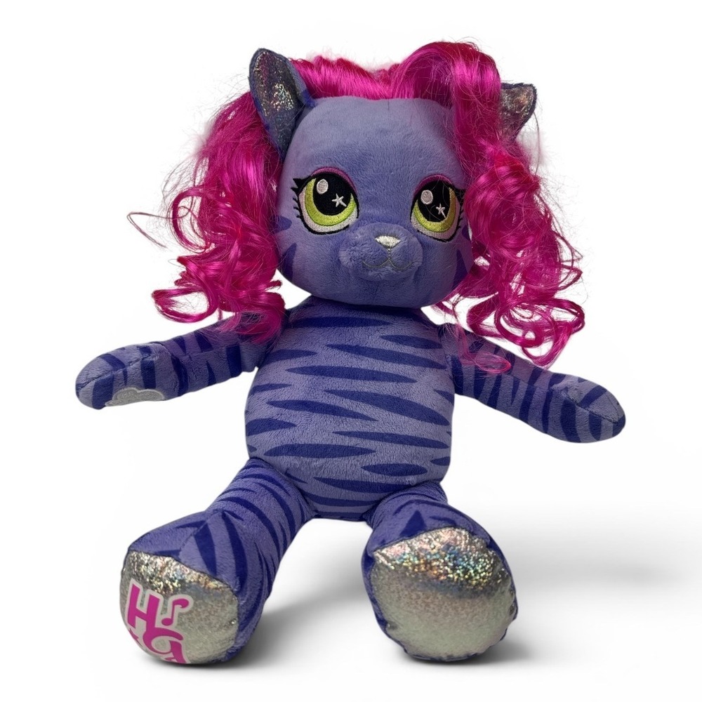 Build-A-Bear Honey Girls Teegan Purple Tiger Cat Pink Hair 18" Plush HG